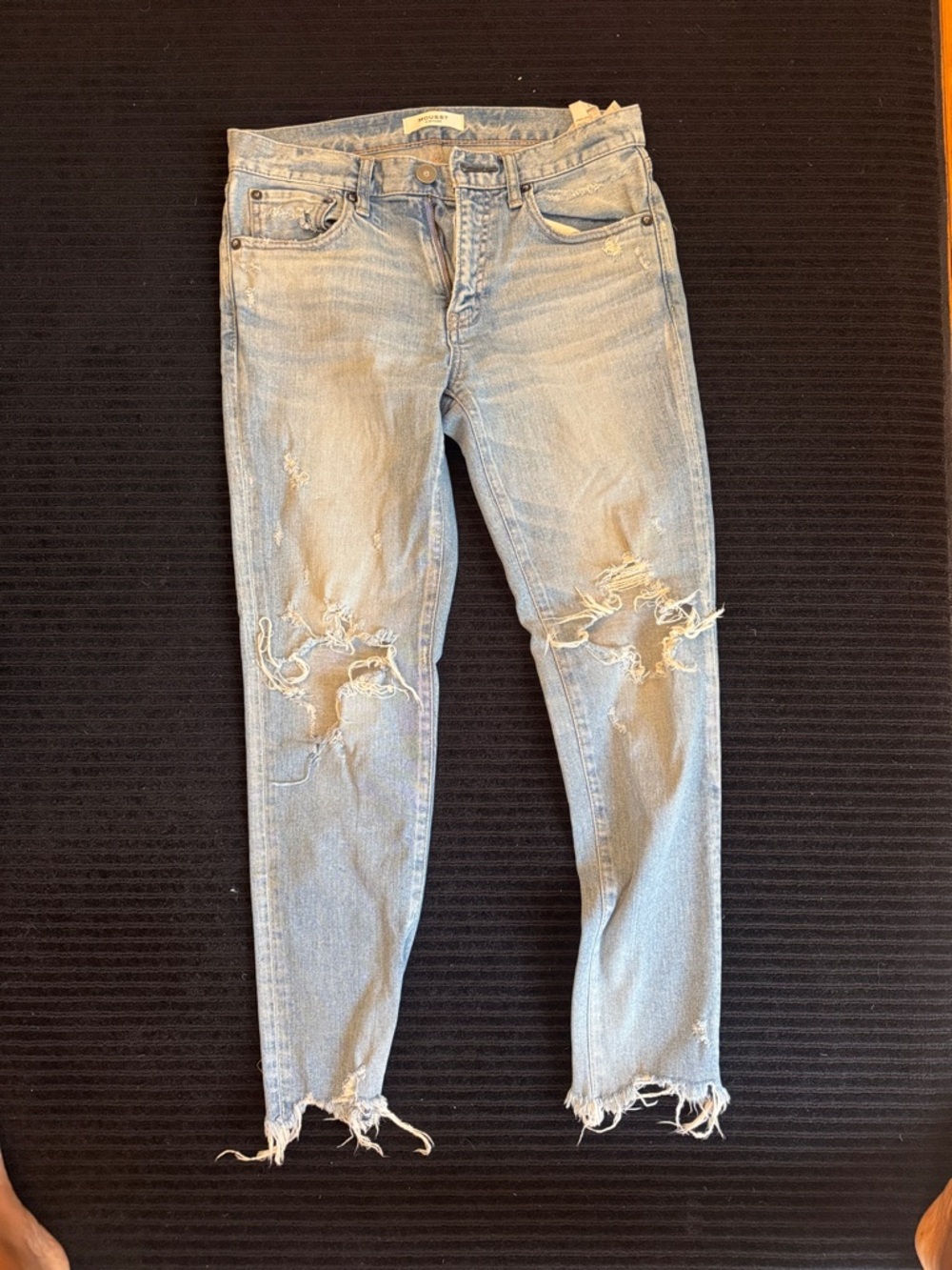Moussy Light Blue Distressed Skinny Jeans